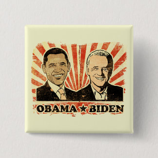 Badge Carré 5 Cm Bouton de portraits d'Obama Biden