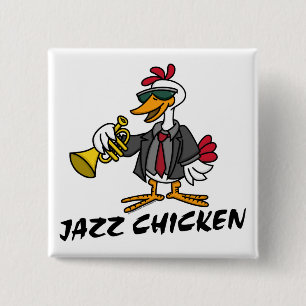 Badge Carré 5 Cm Bouton de poulet de jazz