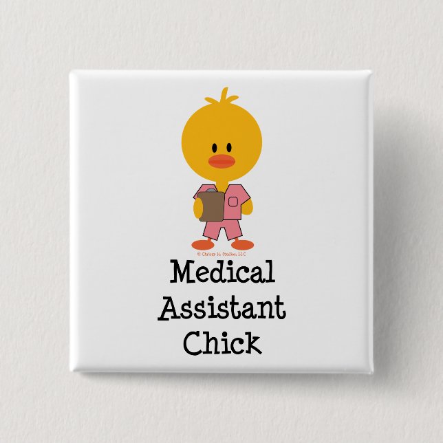 Badge Carré 5 Cm Bouton de poussin d'aide médical (Devant)