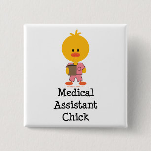 Badge Carré 5 Cm Bouton de poussin d'aide médical