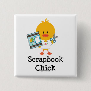 Badge Carré 5 Cm Bouton de poussin d'album