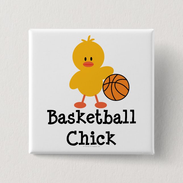 Badge Carré 5 Cm Bouton de poussin de basket-ball (Devant)