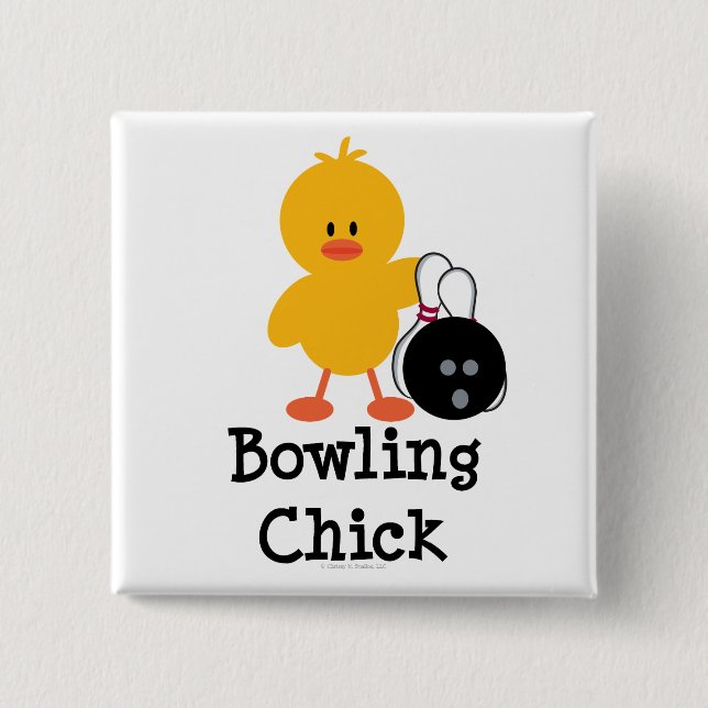 Badge Carré 5 Cm Bouton de poussin de bowling (Devant)