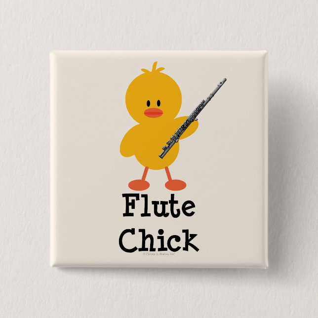 Badge Carré 5 Cm Bouton de poussin de cannelure (Devant)