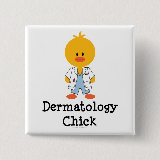 Badge Carré 5 Cm Bouton de poussin de dermatologie (Devant)