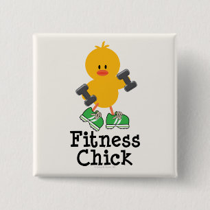 Badge Carré 5 Cm Bouton de poussin de forme physique