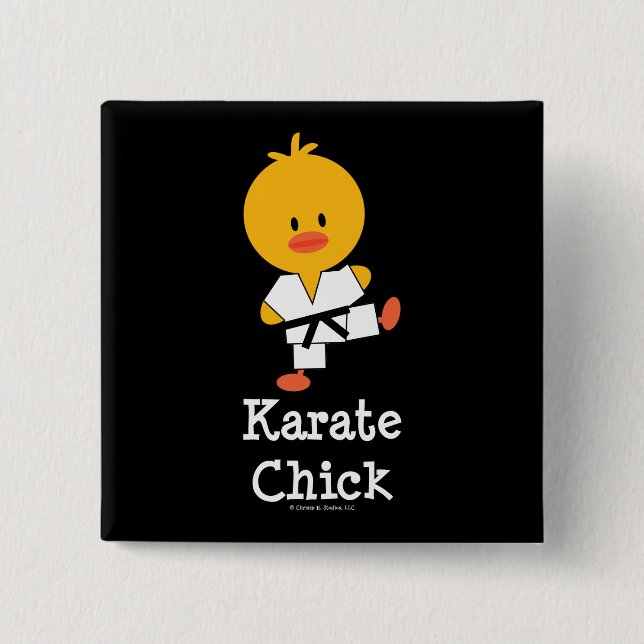 Badge Carré 5 Cm Bouton de poussin de karaté (Devant)