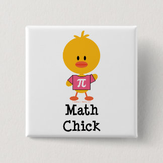 Badge Carré 5 Cm Bouton de poussin de maths