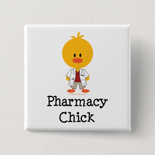 Badge Carré 5 Cm Bouton de poussin de pharmacie (Devant)