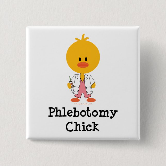 Badge Carré 5 Cm Bouton de poussin de Phlebotomy (Devant)