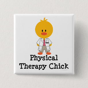Badge Carré 5 Cm Bouton de poussin de physiothérapie