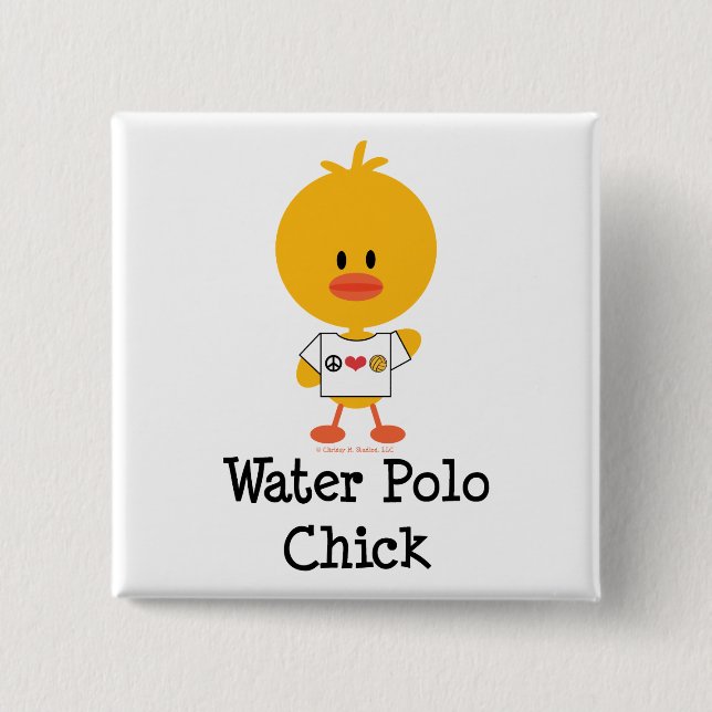 Badge Carré 5 Cm Bouton de poussin de polo d'eau (Devant)