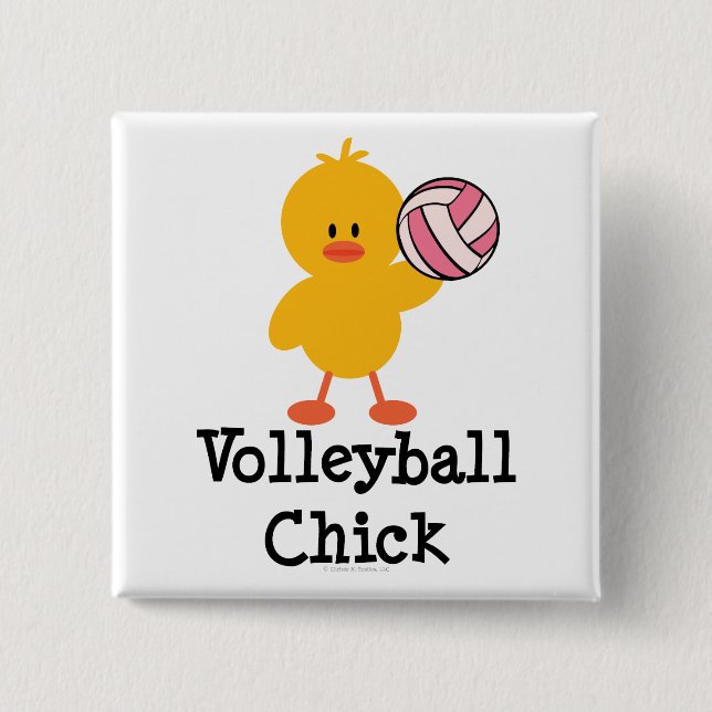 Badge Carré 5 Cm Bouton de poussin de volleyball (Devant)