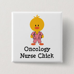 Badge Carré 5 Cm Bouton de poussin d'infirmière d'oncologie
