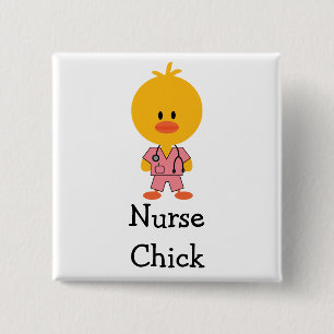 Badge Carré 5 Cm Bouton de poussin d'infirmière d'oncologie