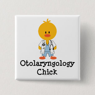 Badge Carré 5 Cm Bouton de poussin d'oto-rhino-laryngologie