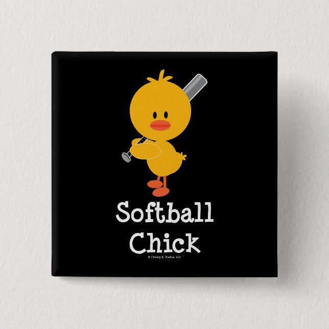 Badge Carré 5 Cm Bouton de poussin du base-ball (Devant)