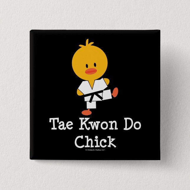 Badge Carré 5 Cm Bouton de poussin du Taekwondo (Devant)