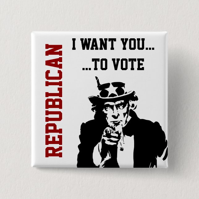 Badge Carré 5 Cm Bouton de républicain de vote (Devant)