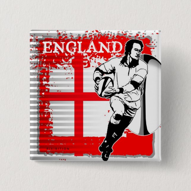 Badge Carré 5 Cm Bouton de rugby de l'Angleterre (Devant)