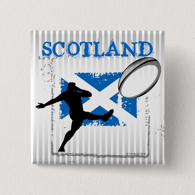 Badge Carré 5 Cm Bouton de rugby de l'Ecosse (Devant)