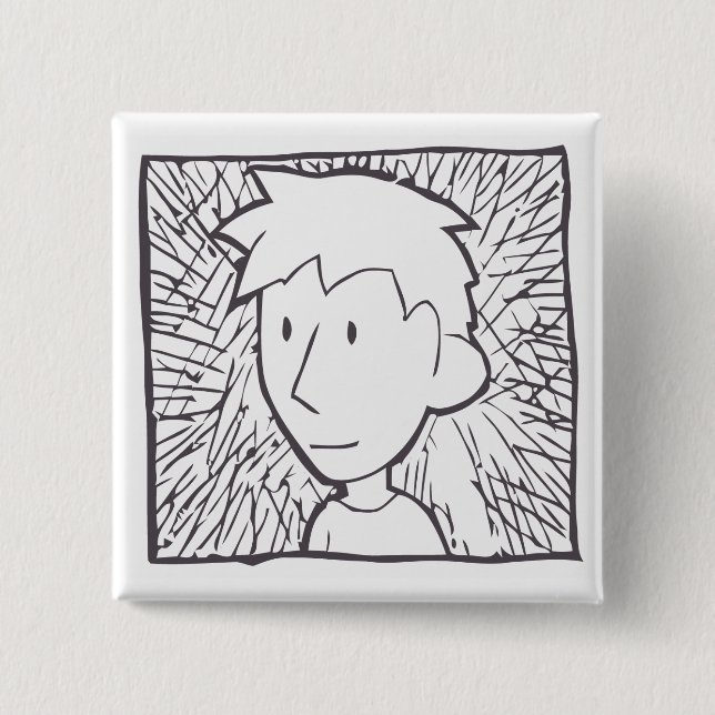 Badge Carré 5 Cm bouton de ryah (Devant)