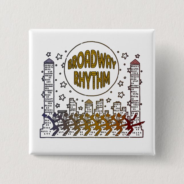 Badge Carré 5 Cm Bouton de rythme de Broadway (Devant)