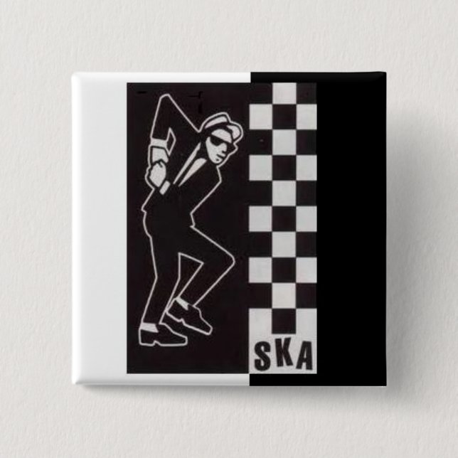 Badge Carré 5 Cm Bouton de rythme de Ska (Devant)