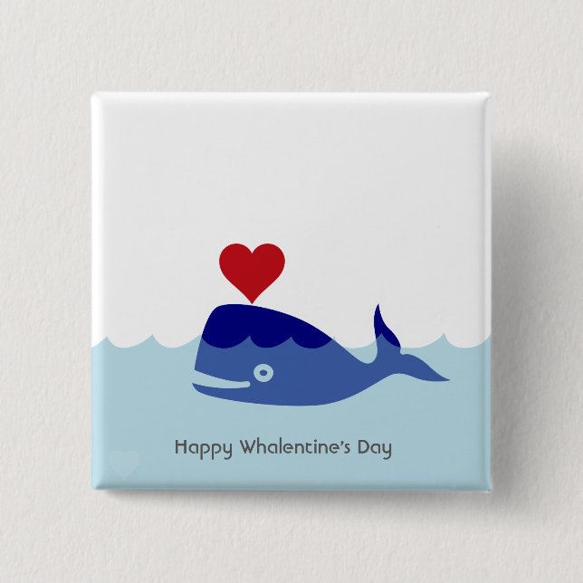 Badge Carré 5 Cm Bouton de Saint-Valentin de baleine (Devant)