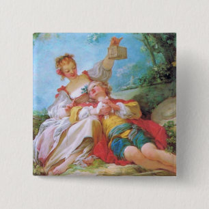 Badge Carré 5 Cm Bouton de Saint Valentin pour les amants heureux
