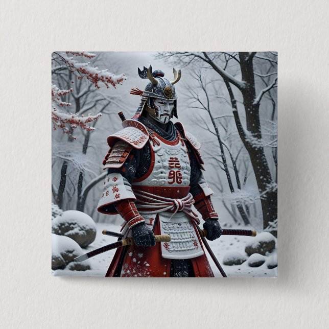 Badge Carré 5 Cm bouton de samouraï japonais (Devant)