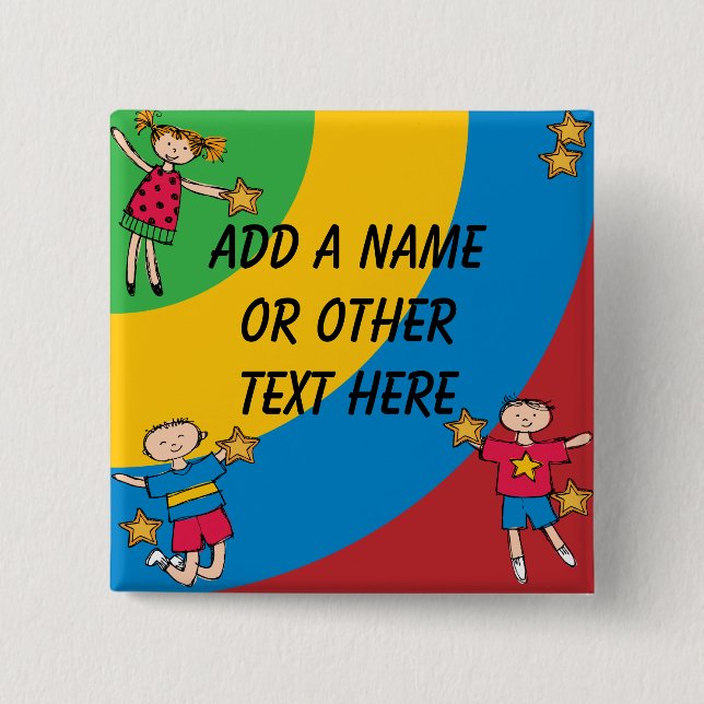 Badge Carré 5 Cm Bouton de saut pour enfants customisés (Devant)