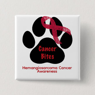 Badge Carré 5 Cm Bouton de sensibilisation à l'hémangiosarcome cani