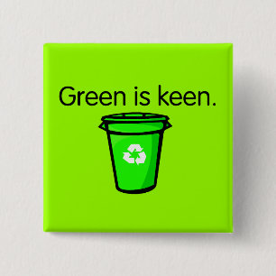 Badge Carré 5 Cm Bouton de sensibilisation au recyclage   Pin