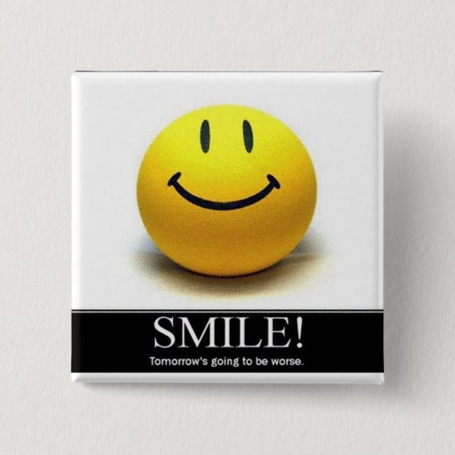 Badge Carré 5 Cm bouton de sourire (Devant)