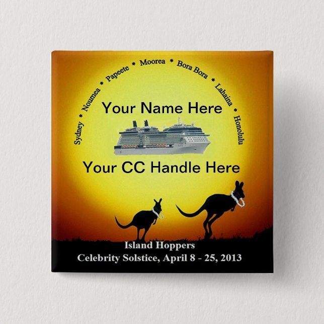 Badge Carré 5 Cm Bouton de souvenir (Devant)