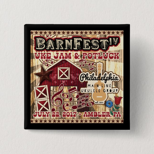 Badge Carré 5 Cm Bouton de souvenir de Barnfest IV (Devant)