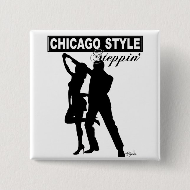 Badge Carré 5 Cm Bouton de Steppin de style de Chicago (Devant)