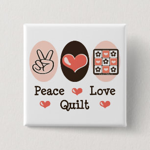 Badge Carré 5 Cm Bouton de surface composée Peace Love