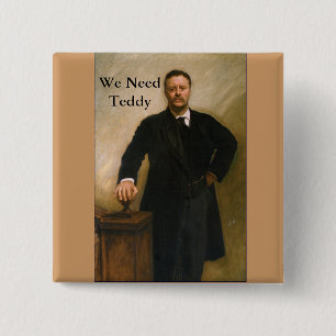 Badge Carré 5 Cm Bouton de Teddy Roosevelt