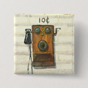 Badge Carré 5 Cm bouton de téléphone payant antique