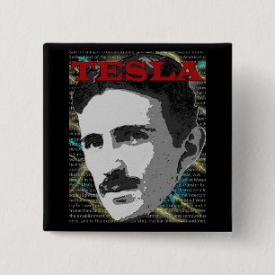 Badge Carré 5 Cm Bouton de Tesla