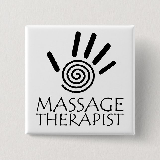 Badge Carré 5 Cm Bouton de thérapeute de massage (Devant)