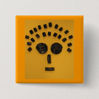 Badge Carré 5 Cm Bouton de visage de réglisse