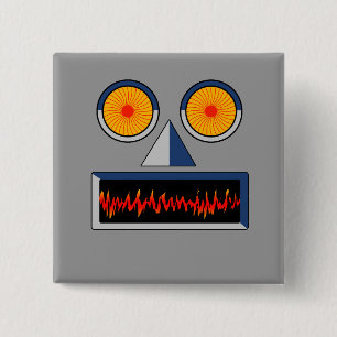 Badge Carré 5 Cm Bouton de visage de robot