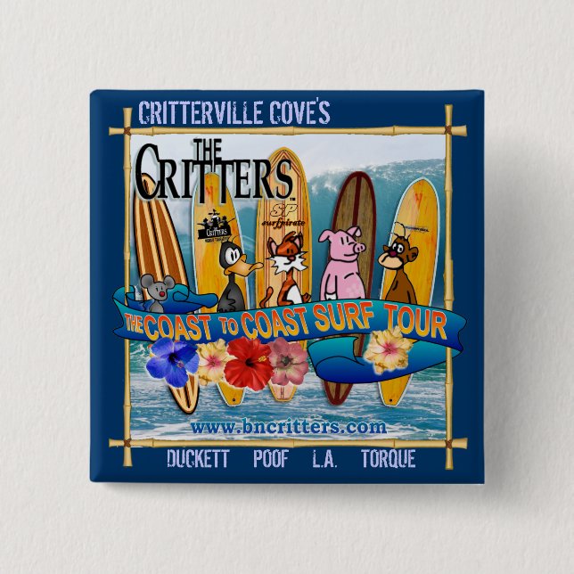 Badge Carré 5 Cm Bouton de visite de surf (Devant)