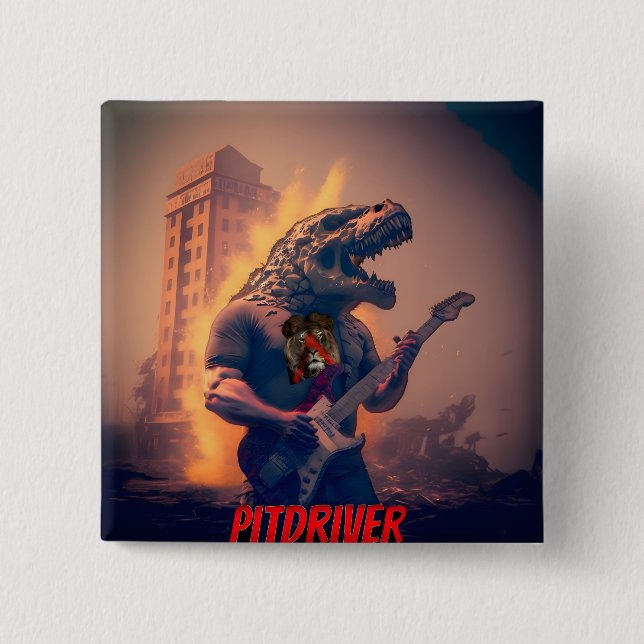 Badge Carré 5 Cm Bouton d'échange PitDriver PitZillA (Devant)