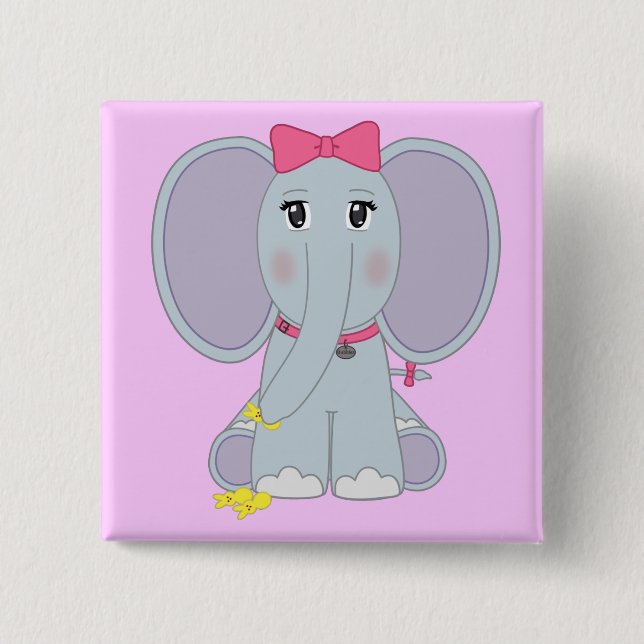 Badge Carré 5 Cm Bouton d'éléphant classé par chiot (Devant)