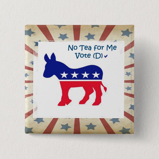 Badge Carré 5 Cm Bouton Democratic de vote (Devant)