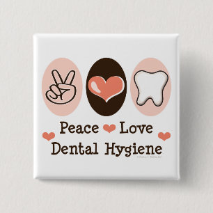 Badge Carré 5 Cm Bouton dentaire d'hygiène d'amour de paix